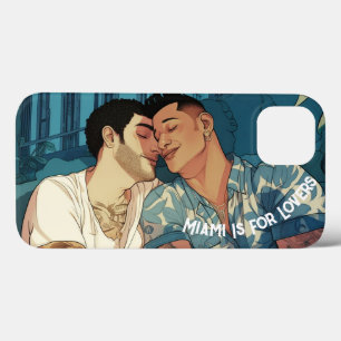 Miami Downtown Gay Mannen Cuddling Illustratie iPhone 13 Hoesje