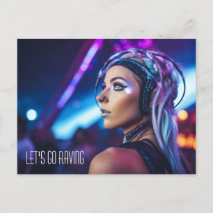 Miami EDM rave girl Briefkaart