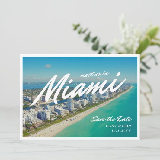 Miami Enregistrer la date Invitation de style cart (Debout devant)