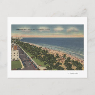 Miami, FL - Ocean Drive en Lummus Park Briefkaart