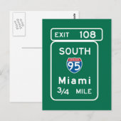 Miami, FL Road Sign Briefkaart (Voorkant / Achterkant)