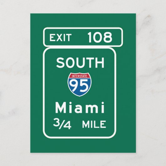 Miami, FL Road Sign Briefkaart (Voorkant)
