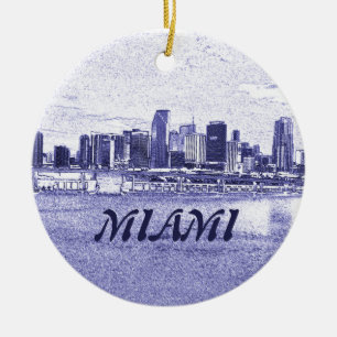 Miami FL Skyscrapers kerstversient Keramisch Ornament