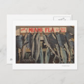 Miami, FL - Uitzicht van Pier 5 City Yacht Club w/ Briefkaart (Voorkant / Achterkant)