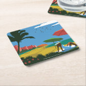 Miami, FL Vierkante Kartonnen Onderzetter (Schuin)