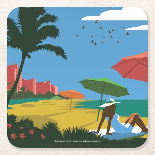 Miami, FL Vierkante Kartonnen Onderzetter (Voorkant)