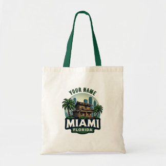 Miami Florida "aanpasbare naam" Skyline Canvas tas
