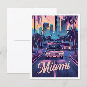 Miami Florida Art Vintage Travel Illustratie Briefkaart
