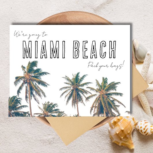 Miami Florida Beach Bruiloft Save the Date Briefkaart