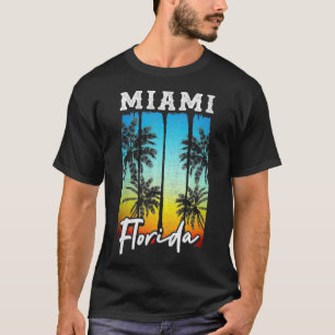 Miami Florida Beach  Palm Trees Surf Vacati T-shirt