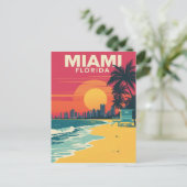  Miami Florida Beach Sunset Briefkaart (Staand voorkant)