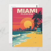  Miami Florida Beach Sunset Briefkaart (Voorkant / Achterkant)