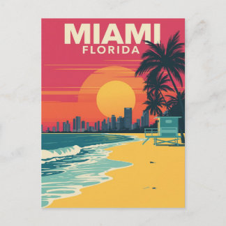 Miami Florida Beach Sunset Briefkaart