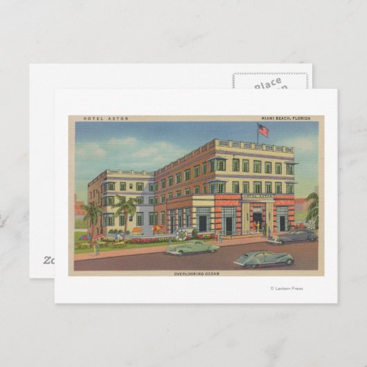 Miami, Florida - Buiten Uitzicht van Hotel Astor Briefkaart (Voorkant / Achterkant)