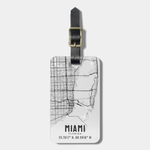 Miami, Florida City Map Topography Bagagelabel