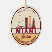 Miami Florida City Skyline Emblem Keramisch Ornament (Rechts)