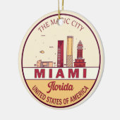 Miami Florida City Skyline Emblem Keramisch Ornament (Links)