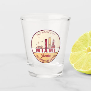 Miami Florida City Skyline Emblem Shot Glas