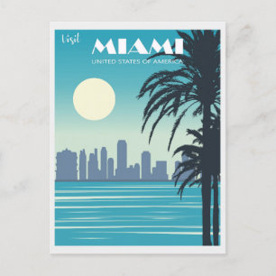 Miami Florida City Skyline Travel Briefkaart
