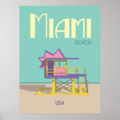Miami Florida Classic Badmeester Tower Art Deco Poster (Voorkant)