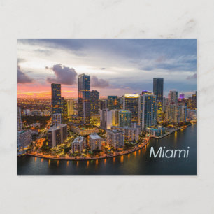 Miami, Florida Downtown Nachtzicht Briefkaart