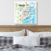 Miami Florida Fine Art Print Retro kaart (Insitu (Slaapkamer))
