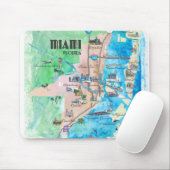 Miami Florida Fine Art Print Retro Map Muismat (Met muis)