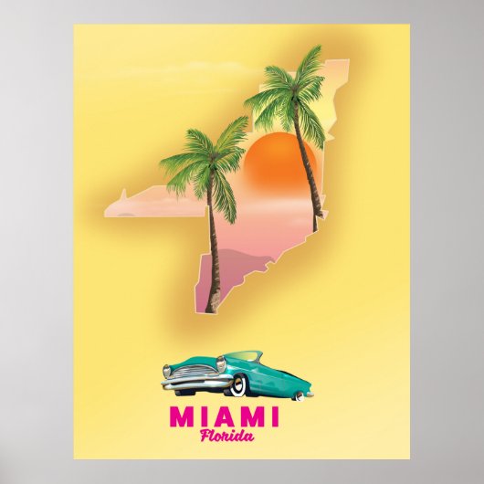 Miami Florida illustrated map poster (Devant)