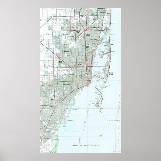 Miami Florida Map (1981) Poster (Voorkant)