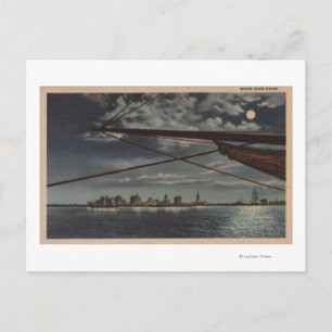 Miami, Florida - Moonlit Uitzicht over water Briefkaart