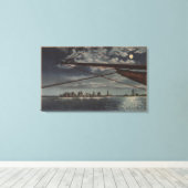 Miami, Florida - Moonlit Uitzicht over water Canvas Afdruk (Insitu (Houten vloer))