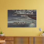 Miami, Florida - Moonlit Uitzicht over water Canvas Afdruk (Insitu (Woonkamer))