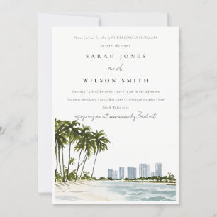 Miami Florida Palm Landscape Wedding Jubileum Kaart