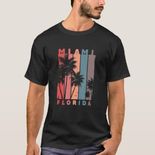 Miami Florida Palm Trees Beach Zomer Vakantie Ret T-shirt