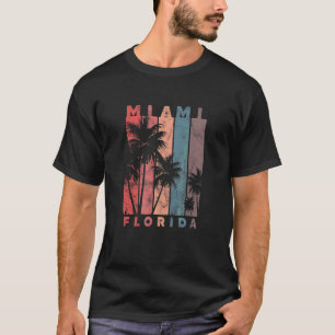 Miami Florida Palm Trees Beach Zomer Vakantie Vin T-shirt