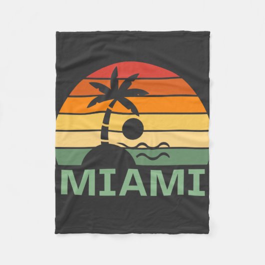 Miami Florida  Palm Trees Summer Beach Fleece Deken (Voorkant)