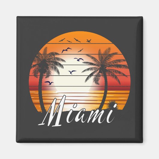 Miami Florida Palm Trees Summer Beach Magneet (Voorkant)