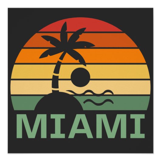 Miami Florida  Palm Trees Summer Beach Perfect Poster (Voorkant)