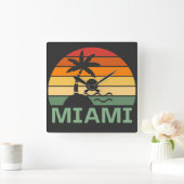 Miami Florida Palm Trees Summer Beach Vierkante Klok (Huis)