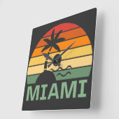 Miami Florida Palm Trees Summer Beach Vierkante Klok (Hoek)