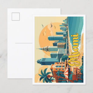 Miami Florida Pop Art Travel Illustratie Briefkaart