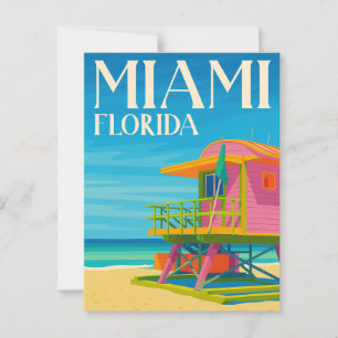 Miami Florida Reddingsbrigade Strand Briefkaart