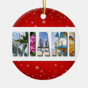 Miami Florida Reizen Foto Kerstmis Keramisch Ornament