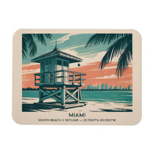 Miami Florida Reizen South Beach Minimalistische R Magneet