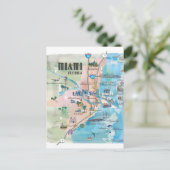 Miami Florida Retro Map Briefkaart (Staand voorkant)