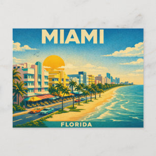 Miami Florida Retro Reisposter Briefkaart