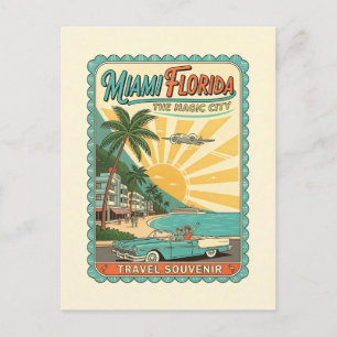 Miami, Florida – Retro stijl jaren 50 Briefkaart
