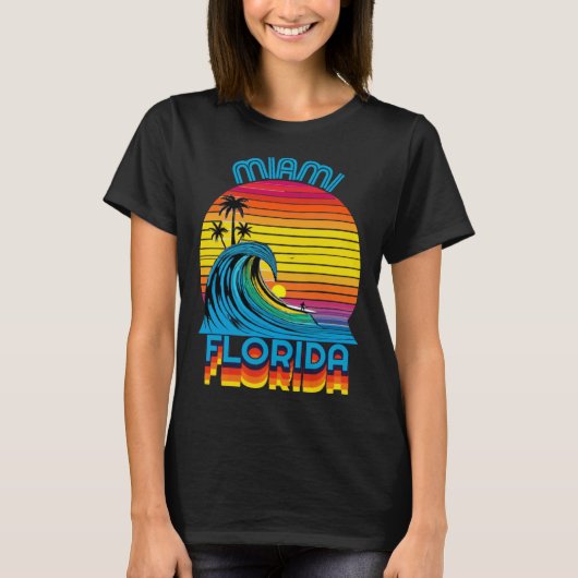 Miami Florida Retro Throwback Surf & Beach Souveni T-shirt (Voorkant)