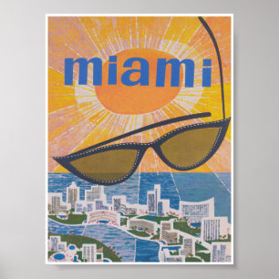 Miami Florida Retro Vintage Travel Poster