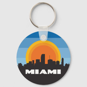 Miami Florida Silhouet Retro Stijl Sleutelhanger